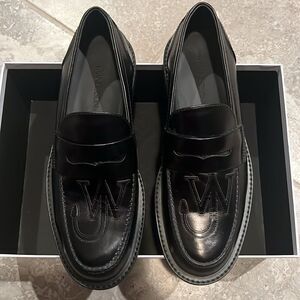 JW Anderson Anchor Logo Loafers, Black Leather, New, Size 42